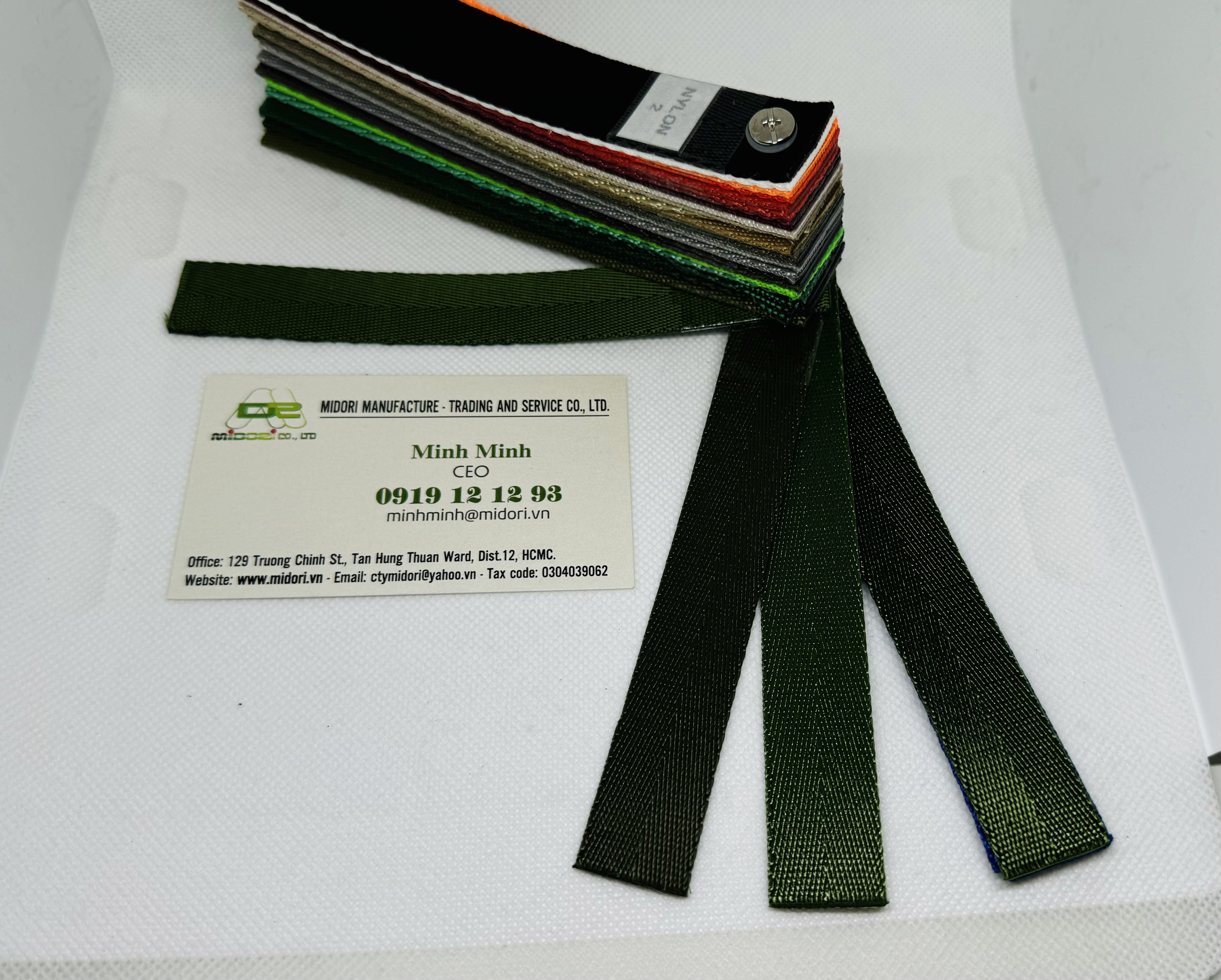 Gia công dây đai dệt màu xanh rêu 18mm