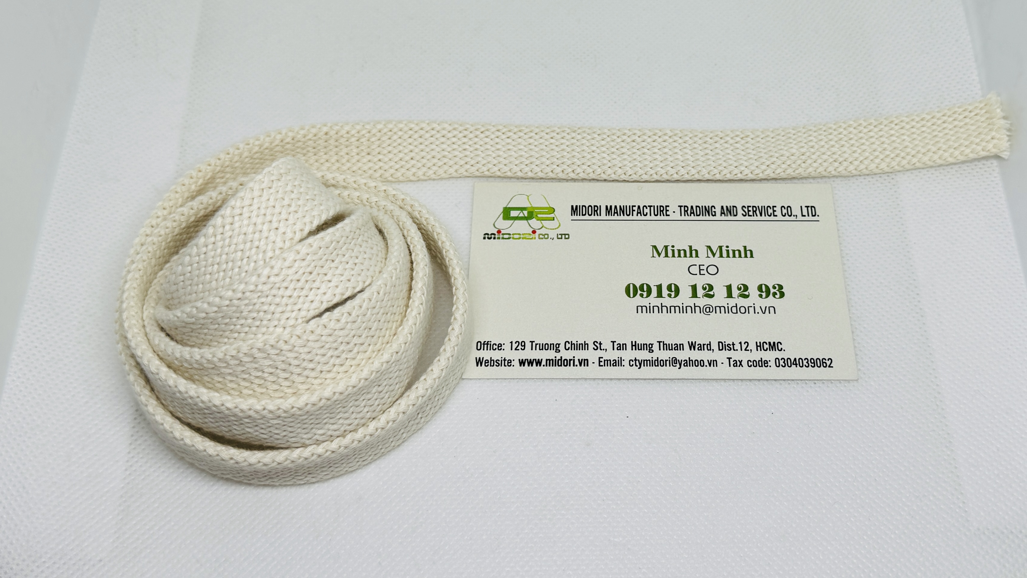 Dây dù dệt không lõi, dây dù dẹp màu trắng 20mm