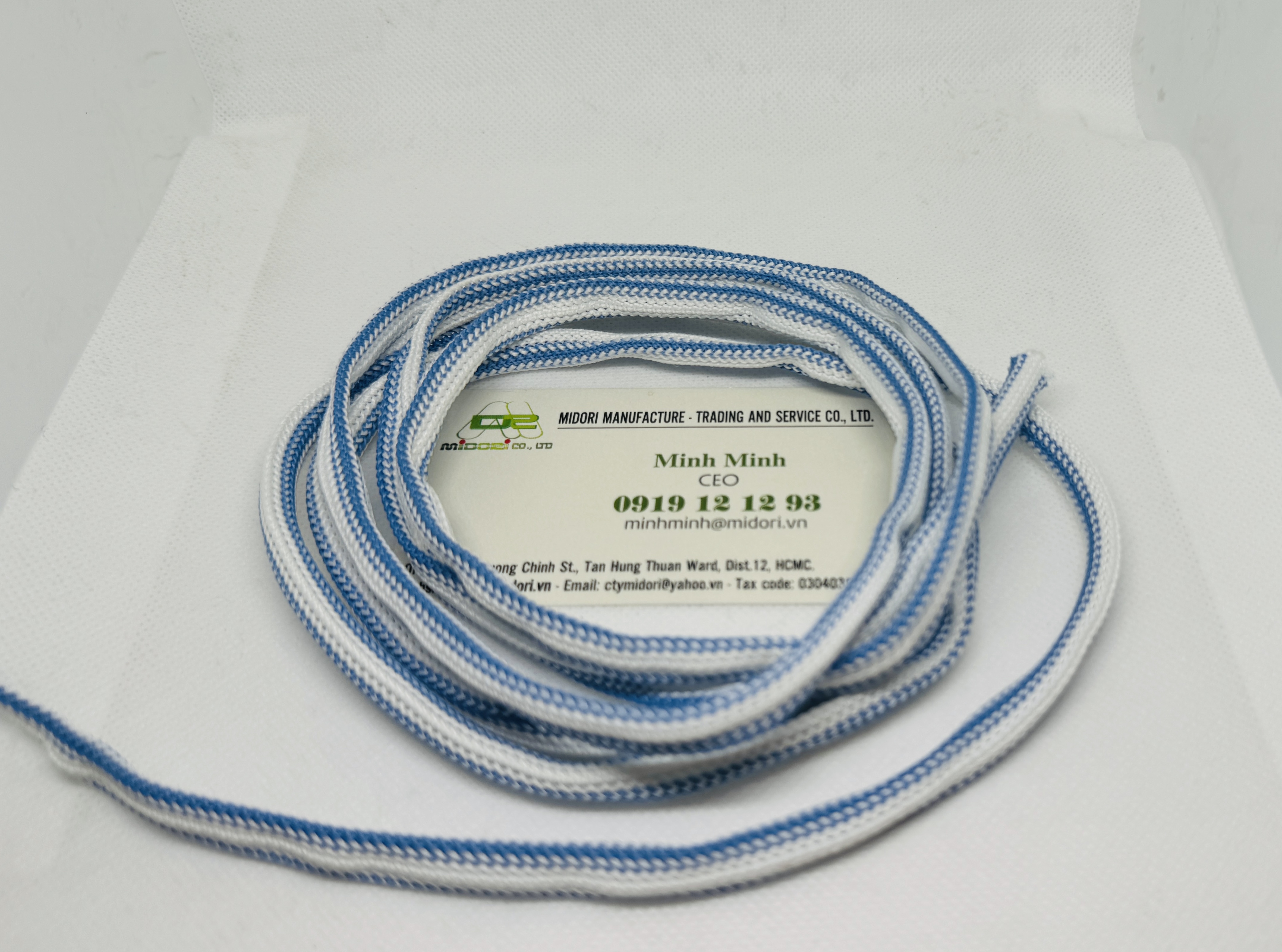  gia công dây dù, dây se, dây bẹn, dây dù, dây máy lắc đi 2 màu sọc thẳng màu xanh