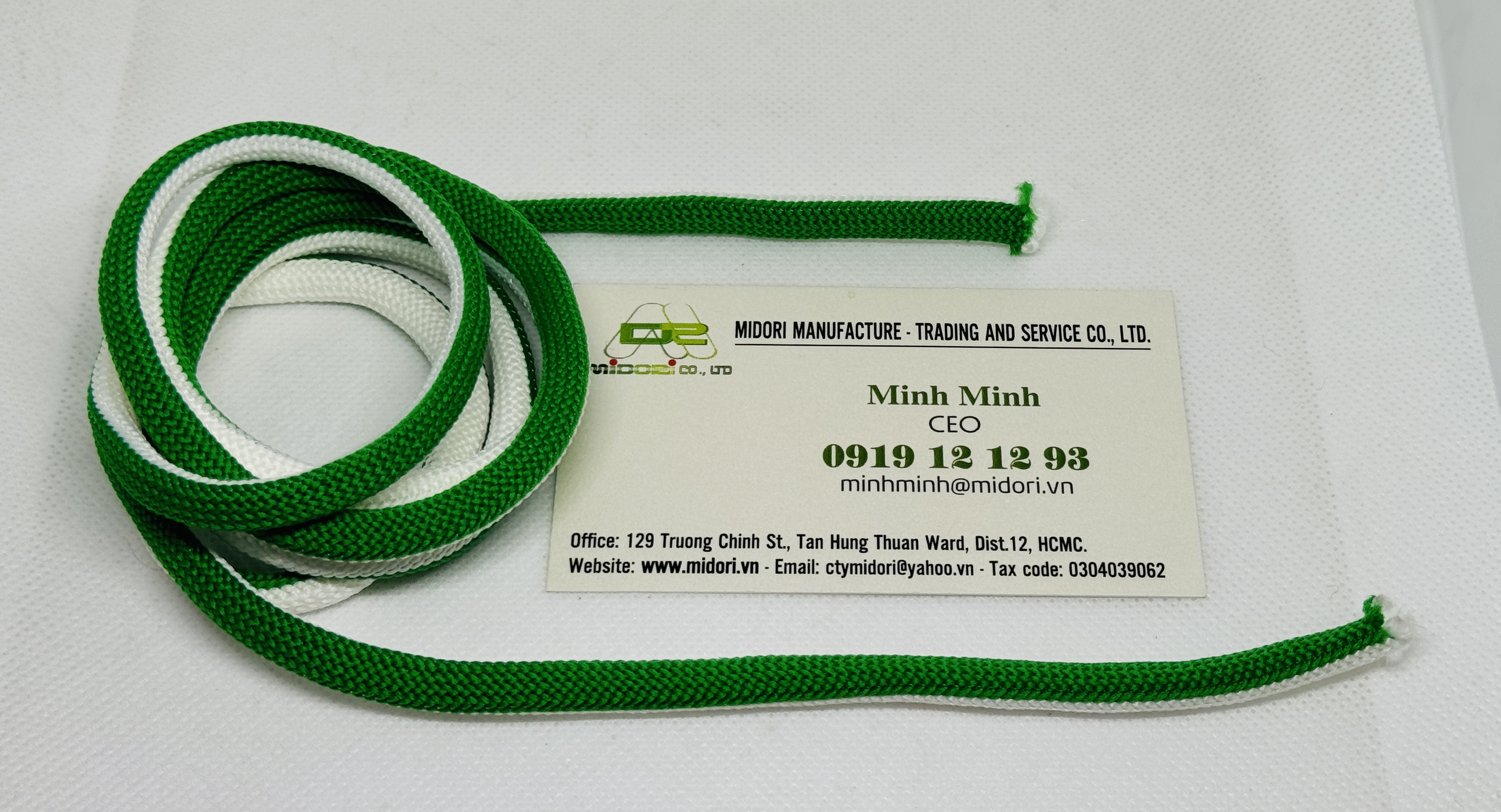  gia công dây dù, dây se, dây bẹn, dây dù, dây máy lắc đi 2 màu sọc thẳng màu nâu xanh lá cây