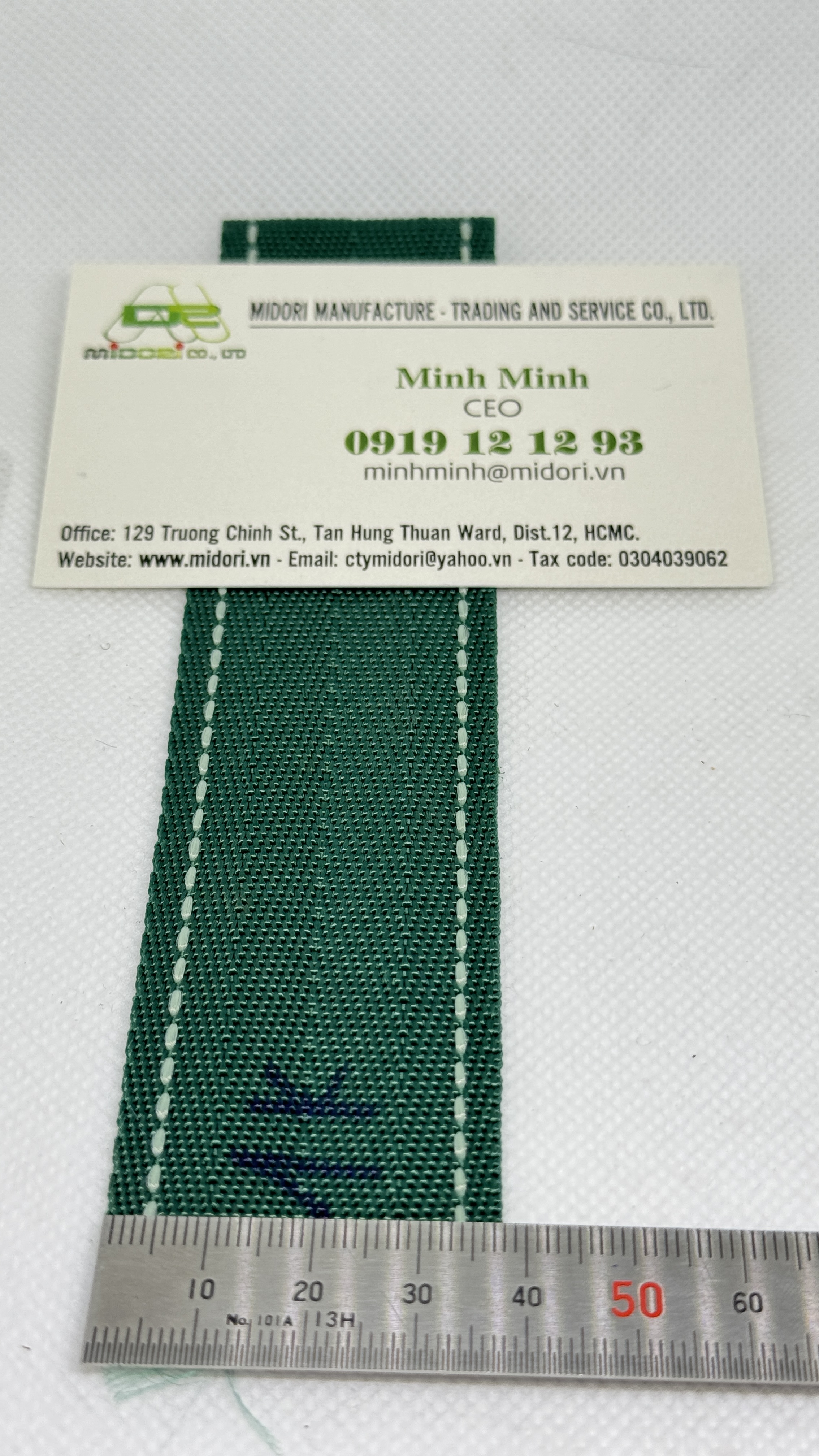 Dây đai dệt màu xanh đi line trắng