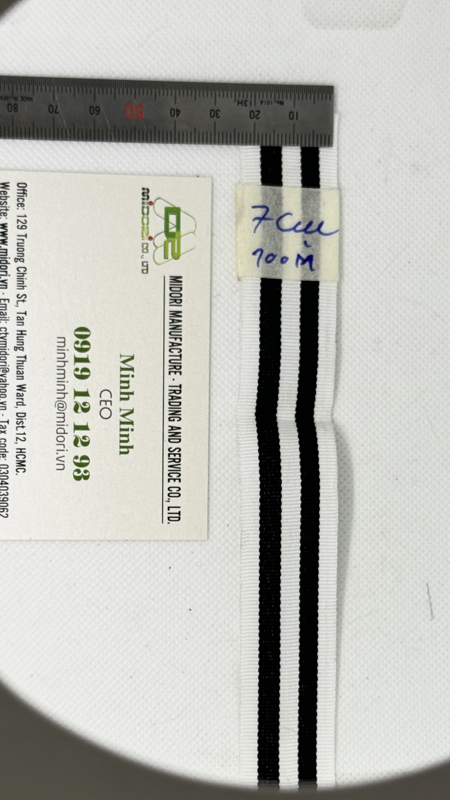 Dây đai dệt đi line trắng đen 30mm, dây viền 2 màu